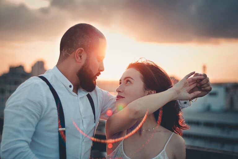 sweet couple on a sunset